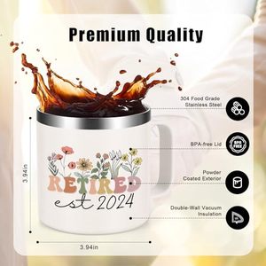 Mug à café isotherme personnalisé sur mesure, cadeau de retraite pour femme, 14 oz, crème, mugs à café imprimés DIY - Product Image 4
