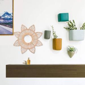 Décorations murales en miroir de rotin naturel de luxe moderne beau motif rond pour la maison chambre à coucher salles de bains salons mariages - Product Image 5