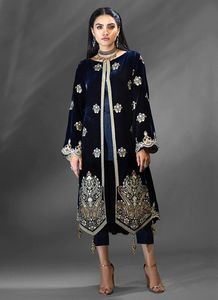 BEAUTIFUL---INDIAN & PAKISTANI HEAVY EMBROIDERY VELVET <b>JACKET</b>, KURTA & PANT DRESS for Party-wear-dress =2023 - Product Image 2