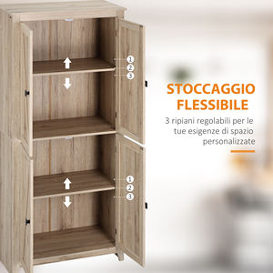 HOMCOM-Armario de cocina de 4 puertas con estantes ajustables y base de madera elevada, 80x40x182cm - Product Image 5