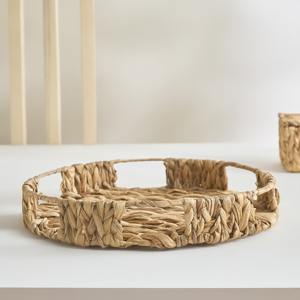 Plateaux ronds en tissage naturel, prix le plus bas, plateau en jacinthe d'eau pour servir des fruits, des collations et des boissons - Product Image 4