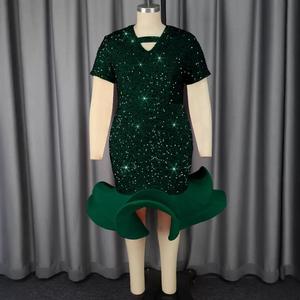 Usine décolleté en V <span class=keywords><strong>rouge</strong></span> paillettes gaine velours sirène <span class=keywords><strong>robe</strong></span> de <span class=keywords><strong>cocktail</strong></span> femme - Product Image 5