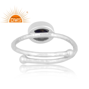 Venta caliente 925 Plata de Ley fina Lapislázuli natural Anillo ajustable Fabricante de joyas - Product Image 4