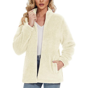 Femme hiver saisons fermeture éclair complète coton polaire Sherpa veste longue longueur sweat Logo personnalisé et couleur polaire Sherpa veste - Product Image 1