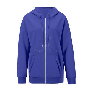 Sudadera con cremallera transpirable de lana acogedora para uso diario y actividades al aire libre Sudadera con capucha de algodón suave con cremallera - Product Image 1