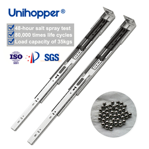 Riel <span class=keywords><strong>de</strong></span> Cajón <span class=keywords><strong>de</strong></span> Extensión Completa Telescópico <span class=keywords><strong>de</strong></span> 3 Pliegues Tipo Americano UNIHOPPER, Deslizamiento <span class=keywords><strong>de</strong></span> Rodamiento <span class=keywords><strong>de</strong></span> Bolas <span class=keywords><strong>de</strong></span> Cierre Suave <span class=keywords><strong>para</strong></span> Muebles Metálicos - Product Image 2
