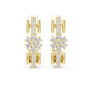 4K White <b>Gold</b> Round Cut Lab-Grown Diamond Drop <b>Earrings</b> for Women Luxury Certified Bridal Anniversary Gift Elegant Fine - Product Image 4