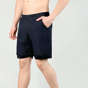 Custom Men's Sports Basketball Gym Shorts Double-<b>Layer</b> Side Pockets Slim Fitting Elastic Waist Band Nylon Solid OEM Service - Product Image 3
