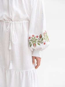 Robes décontractées papillon brodé respirant blanc à manches longues été et automne robe mi-longue pour les femmes - Product Image 6