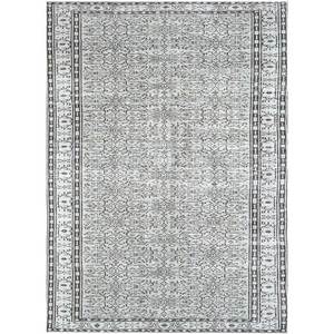 Vintage Grey <b>Black</b> Hand Knotted Wool <b>Rugs</b> Geometric Abstract Pattern Rectangle Living Room Carpet for Teens for Home Hallway Use - Product Image 1