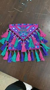 Handmade Beaded Clutch Pillow Shape Cross Body Bag With Pom Pom Zipper Closure For Evening Party - Product Image 2
