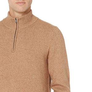 Pull d'hiver 100% coton à fermeture éclair pour hommes, tricots respirants à col montant, approvisionnement ODM personnalisé - Product Image 4