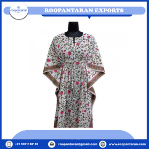 Rayon <b>Kaftan</b> Direct Factory Free <b>Size</b> Indian Hand Block Printed Long Free <b>Size</b> <b>Kaftan</b> Loungewear in Soft Cotton Voile for Sale - Product Image 6
