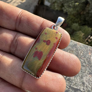 Natural Bloodstone Pendant, 925 Sterling Silver Pendant, Rectangle Bloodstone Jewelry, Unisex Healing <b>Stone</b> Gift - Product Image 3