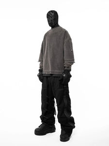 Custom Logo Print Graphic Sweatshirt Distressed Oversized Men's Crewneck acid washed out hoody <b>jumper</b> sweater For Men's - Product Image 6