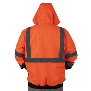 Veste de travail d'hiver personnalisée, coupe-vent, en polyester et coton, avec bandes réfléchissantes argentées, confortable pour les travailleurs. - Product Image 6