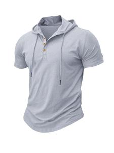 Men's <b>T</b> <b>Shirt</b> Summer Slim Fitness Hooded Short-Sleeved Tees Male Lightweight <b>Hoodie</b> Fitness Breathable Sports Tops - Product Image 2