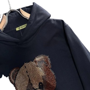 TeddyBear Rhinestones Ropa de moda para hombres Ropa de calle para parejas Couture 2024 Otoño Invierno Sudadera con capucha 100% Algodón Casual Nuevas sudaderas con capucha - Product Image 5