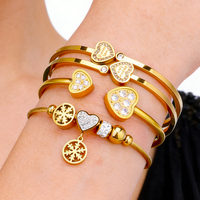Bracelet à breloques tendance en acier inoxydable avec pendentif flocon de neige perlé et fermoir magnétique en forme de cœur, accessoire cadeau bijoux