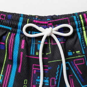 Shorts graphiques pour hommes en gros, impression OEM, motif Cyber vert, 2 shorts décontractés d'été pour le streetwear - Product Image 6