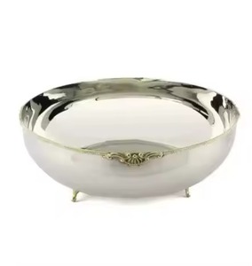Set 2 Polished Metal Fruit Bowl <b>Table</b> <b>Top</b> Decor Handmade <b>Dishwasher</b> Safe Wedding Event Tableware - Product Image 2