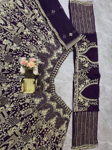 Lehenga Choli Traditionnel Élégant de Qualité Supérieure en Tulle Doux, Style Indien et Pakistanais, pour Fêtes, avec Broderie de Paillettes, Cancan et Patta en Toile, Idéal pour l'Été - Product Image 6