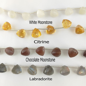 Cuentas de Piedra Lunar Chocolate de 7-8 mm, Forma Trillón, Corte Facetado, Hilo de Cuentas de Piedra Lunar para Fabricación de Joyería, 13-14 Cuentas en un Hilo de 8 Pulgadas - Product Image 6