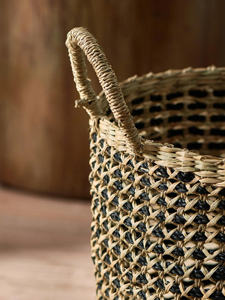 ชุดตะกร้าเก็บหญ้าทะเลสานด้วยมือ2ชิ้นพร้อมด้ามจับอุปกรณ์เก็บของอเนกประสงค์สำหรับห้องนั่งเล่นและของตกแต่งบ้านในครัวเรือน - Product Image 5