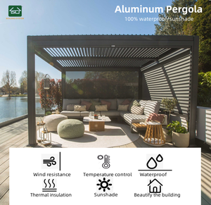 Système de toit à lames en aluminium motorisé manuel, pergola à lames rétractable automatique pour terrasse et kiosque, extérieur - Product Image 2