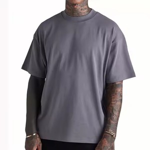 Custom <b>t</b> <b>Shirt</b> <b>Men's</b> 100% Cotton Oversized Tshirt <b>Heavyweight</b> Drop Shoulder Extended Rib Neck Streetwear Plain <b>T</b>-<b>shirt</b> for <b>men</b> - Product Image 1