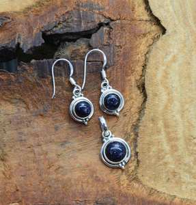 Natural Blue Sunstone 925 plata esterlina hecho a mano diseñador personalizado pendiente colgante hermoso conjunto para mujeres - Product Image 3