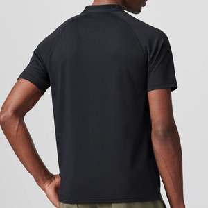 Vêtements de sport en gros pour hommes, tissu extensible personnalisé, col à lame, polos de golf unis - Product Image 5