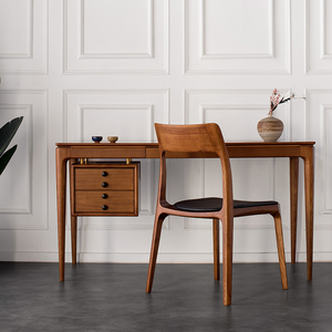 Kursi Makan Kayu Gaya Skandinavia dengan Jok Kulit, Dapat Ditumpuk, Gaya Modern Abad Pertengahan untuk Ruang Makan Restoran - Product Image 4