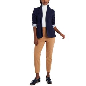 Blazer Riley Rae Harlow XL Preppy Blu Navy con Fodera a Righe, Doppio Petto, Chiusura a Bottone Singolo, Tessuto Lavorato a Maglia, Abbigliamento Lungo - Product Image 1