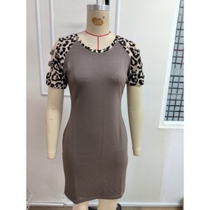 Robe courte en modal à manches courtes et col rond pour femme avec détail bretelles, 35730 - Café au lait - Product Image 4