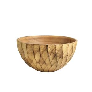 Bol de service en bois de manguier naturel sculpté à la main, bol décoratif pour noix et salades avec gravure de feuilles, décoration d'intérieur, accessoires de cuisine - Product Image 4