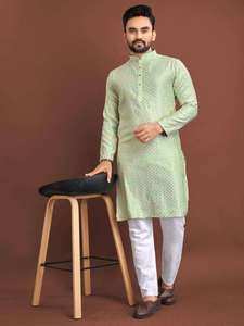 Pyjama Kurta en soie royale pour homme, tenue traditionnelle élégante, coupe confortable, parfait pour les célébrations et les occasions - Product Image 4