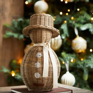 Muñeco de nieve de ratán súper bonito tejido a mano suministros de decoración navideña regalos de navidad OEM aceptado diseños personalizados de Vietnam - Product Image 6