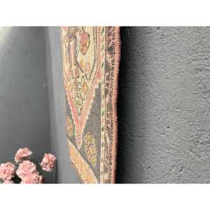 Turkish Small Eco-Friendly Patchwork Latex Backing <b>Red</b> Ombr Vintage <b>Wool</b> Rug 1.8x3.1 ft - Product Image 2