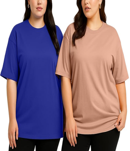 Camisetas de gran tamaño informales con tinte de corbata para mujer de la mejor calidad, transpirables, personalizadas, de talla grande, ligeras, 100% de algodón, ropa de calle para - Product Image 1