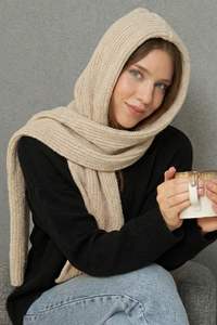 Women's Soft Textured Knitted Hooded Scarf Keeps Warm Stylish and Comfortable Stylish Look Autumn Winter ODM OEM Service - Product Image 2