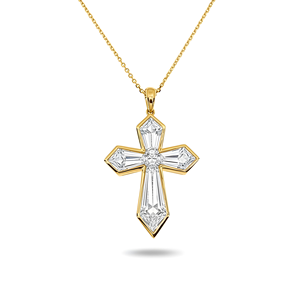 จี้รูปทรงว่าวเพชรเพาะเลี้ยงในห้องปฏิบัติการทองคำขาว 14K และ 18K พร้อมสร้อยคอแบบมีจี้รูปทรงว่าวเพชรเจียระไนแบบสเต็ปคัท สร้อยคอเพชรพรีเมียม - Product Image 4