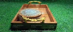 Luxury Acrylic <b>Storage</b> Jars with Elegant Shell Inlay Covers and Wooden Serving Tray Festive Ramadan & Eid Gift Collection - Product Image 3