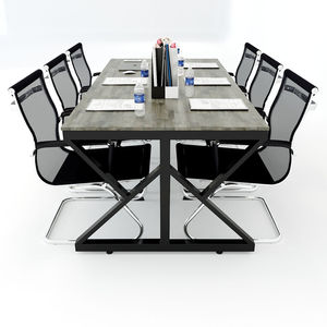 SFKC009 - Mesa de Reuniones Moderna con Estructura Metálica en Forma de K de 2 Patas y Tablero Pequeño de Madera - Product Image 3