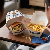 Boîtes à hamburgers personnalisées, emballages en papier jetables pour hamburgers, boîte d'emballage pour restaurant de restauration rapide à emporter, logo personnalisé