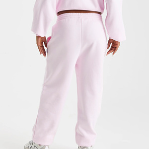 Joggers de pierna recta gris de alta calidad para mujer, tela de tacto suave de lana de felpa, pantalones de chándal de algodón 100% para mujer, pantalones y pantalones para mujer - Product Image 5