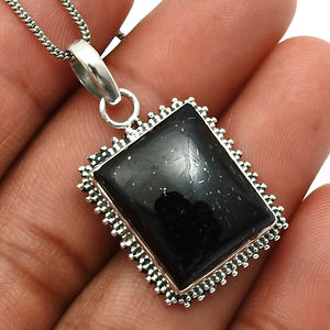 925สเตอร์ลิงเงินธรรมชาติสีดำพลอยทัวร์มาลีนจี้คลาสสิกทำด้วยมือเครื่องประดับ Boho สำหรับงานเลี้ยงวันเกิด - Product Image 3