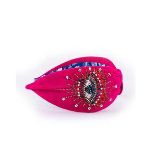 Diadema con cuentas de semillas hacia adelante de moda de color púrpura Ideal para festivales y looks bohemios agrega textura y detalle a cualquier atuendo - Product Image 3