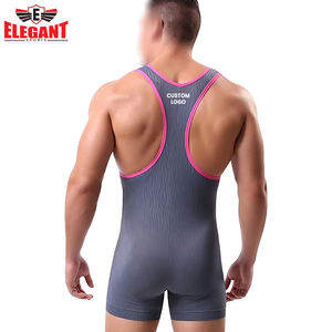 Singlet de Lucha Libre para Hombre, Precio Competitivo, Buen Vendedor, Servicio OEM, Último Estilo en Contraste de Color Gris y Rosa - Product Image 3