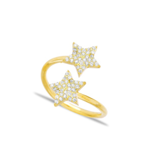 Double face CZ Stone Star Wrap Ring Turkish Silver Women Wholesale 925 Sterling Silver Jewelry - Product Image 1